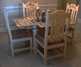 Anasazi Dining Set, Customer's glass table with our chairs