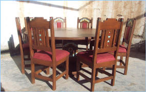 Anasazi Round Dining Set Chairs With Cushion On Back