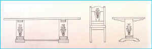Pueblo Deco Trestle Table And Side Chair Drawing