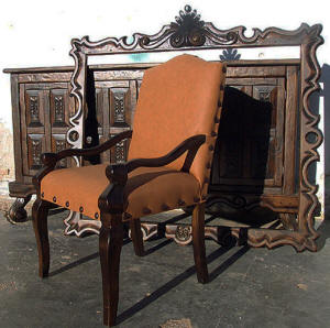 Old World Chair, Mirror Frame & Buffet #2