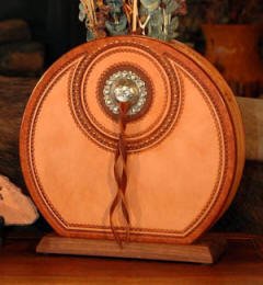 R.A. Guthrie Western Leather Vase, Close Up 1