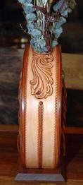 R.A. Guthrie Western Leather Vase, Close Up 3