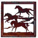 Western Decor, Framed Running Horses, Metal Wall Hanging, WA-230SC