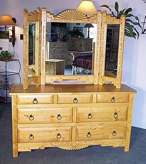 Aurora Dresser, Tri Fold Mirror, Southwest Style