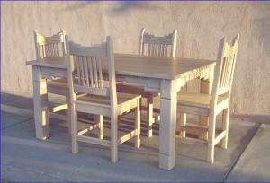 Santa Fe Dining Set. 4 Chairs, Wooden Seats