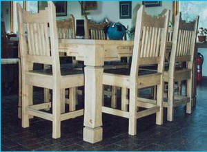 Santa Fe Dining Set Light Stain, Wooden seats