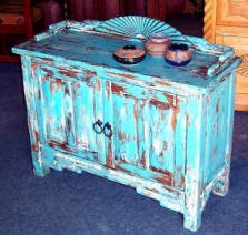 Santa Fe Cabinet With Backsplash, Antique Blue