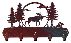 Raging Moose In Forest Coat Rack